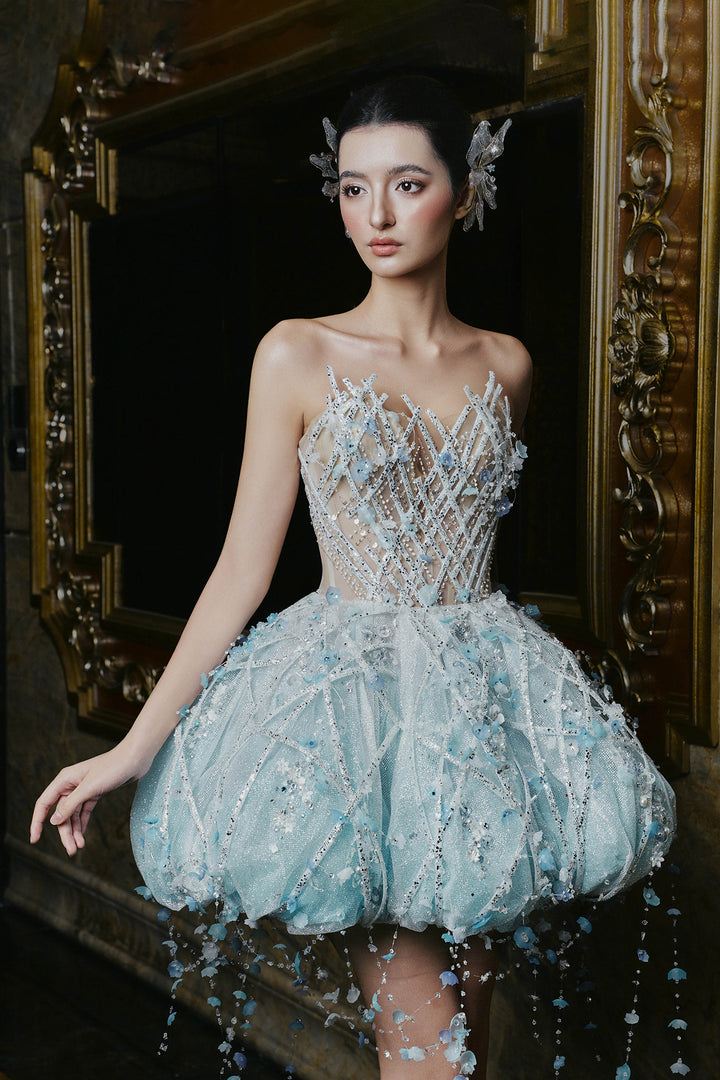 Mini Dress with Crystal Embellishments