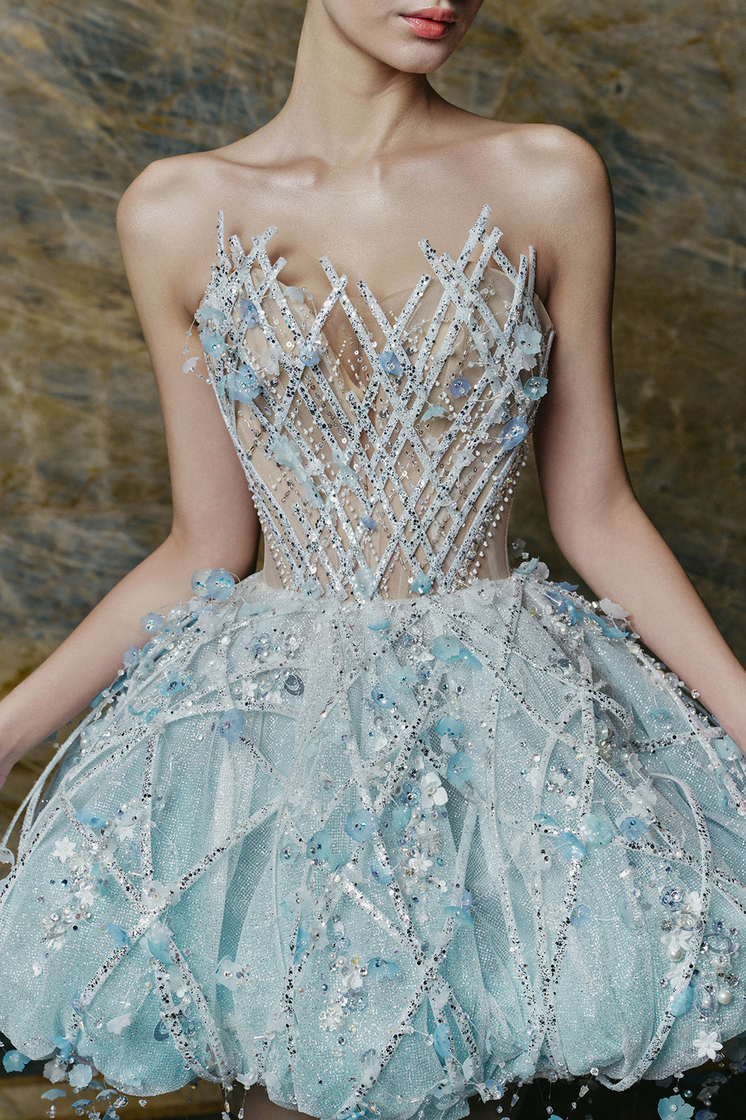 Mini Dress with Crystal Embellishments