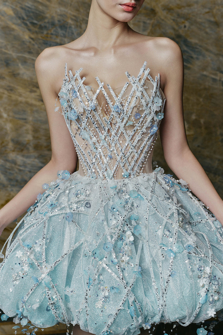 Mini Dress with Crystal Embellishments