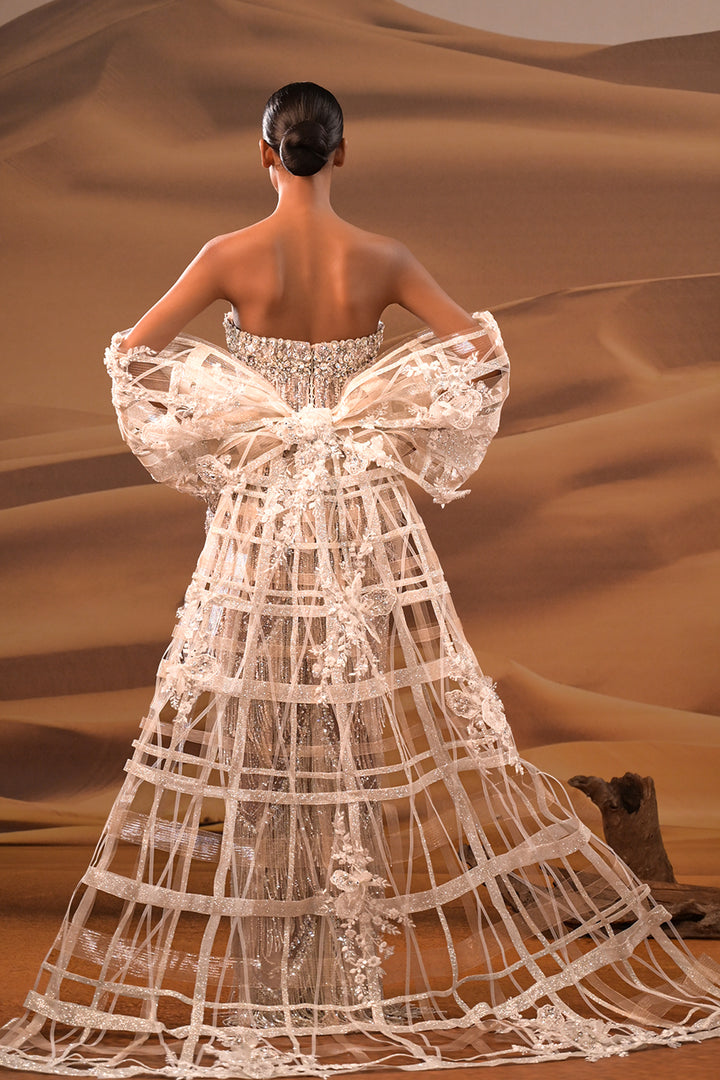 Embroidered Strapless Column Dress