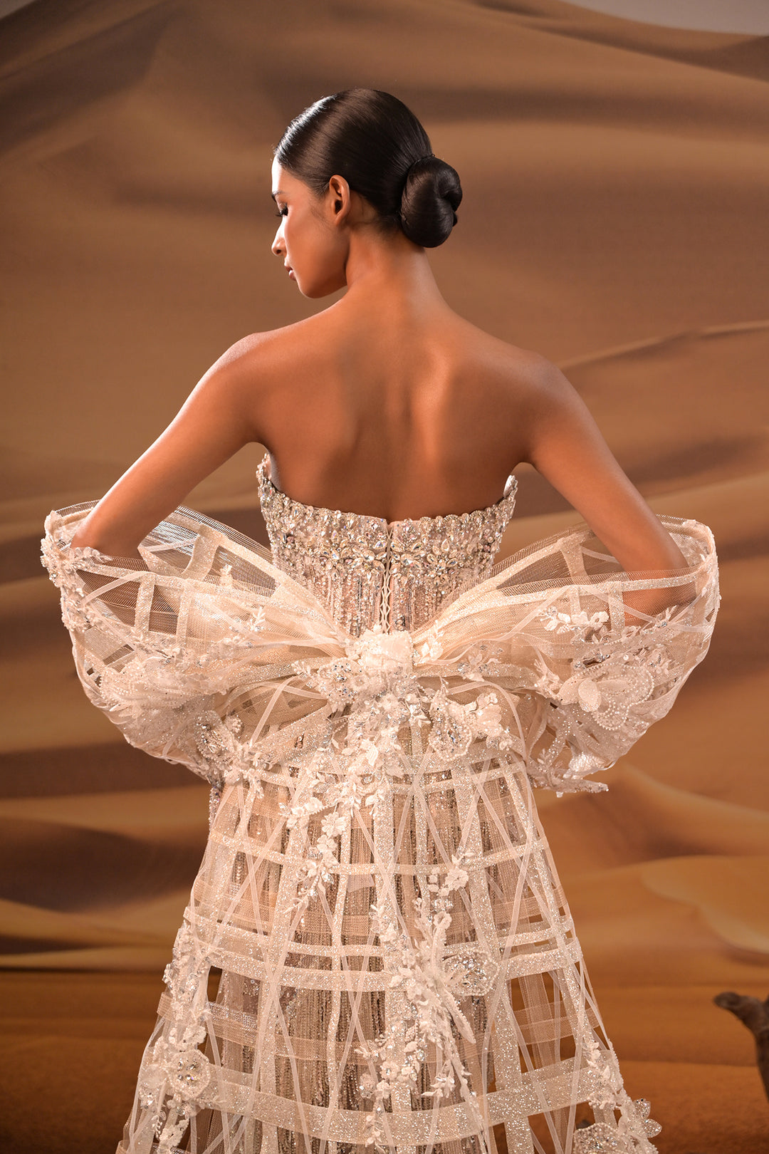 Embroidered Strapless Column Dress