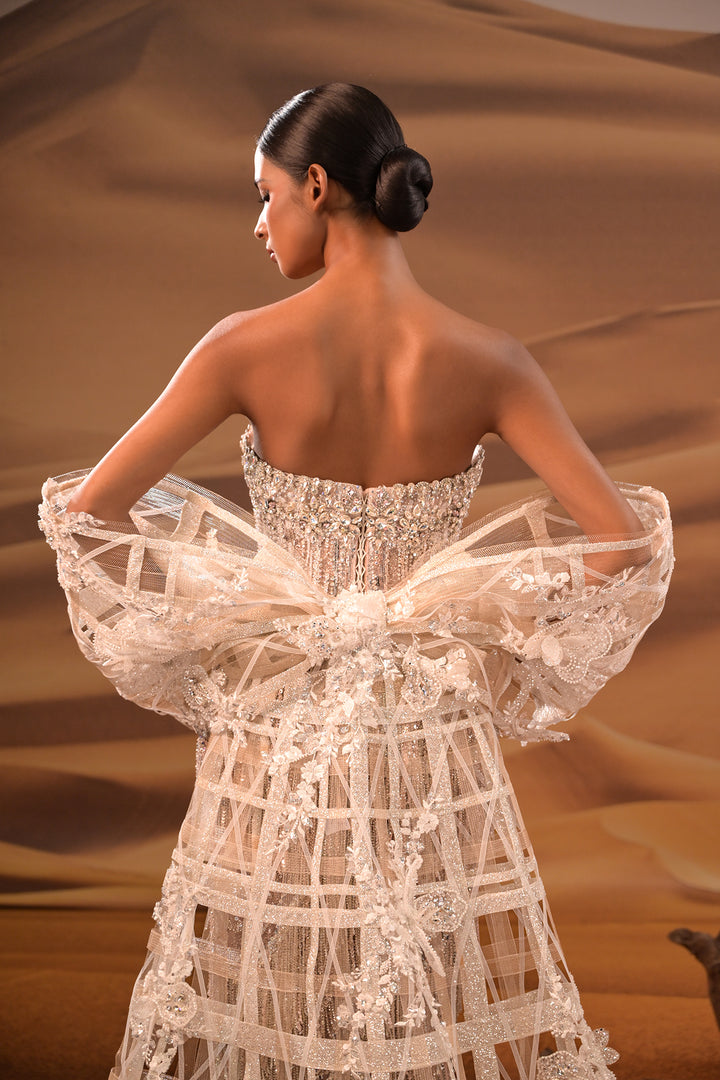 Embroidered Strapless Column Dress
