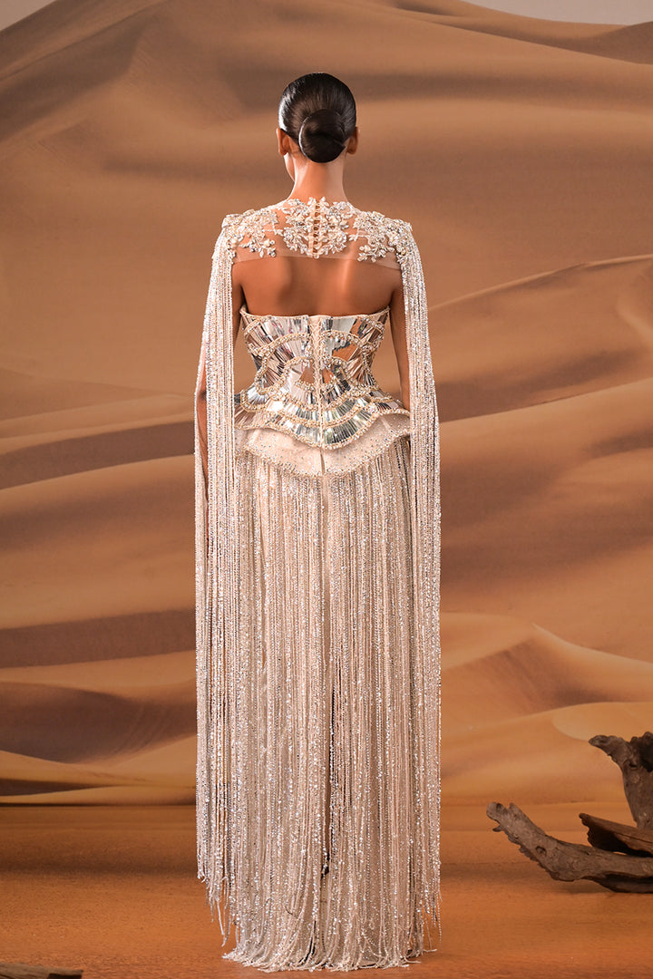 Floor-Length Crystal Bodice Dress