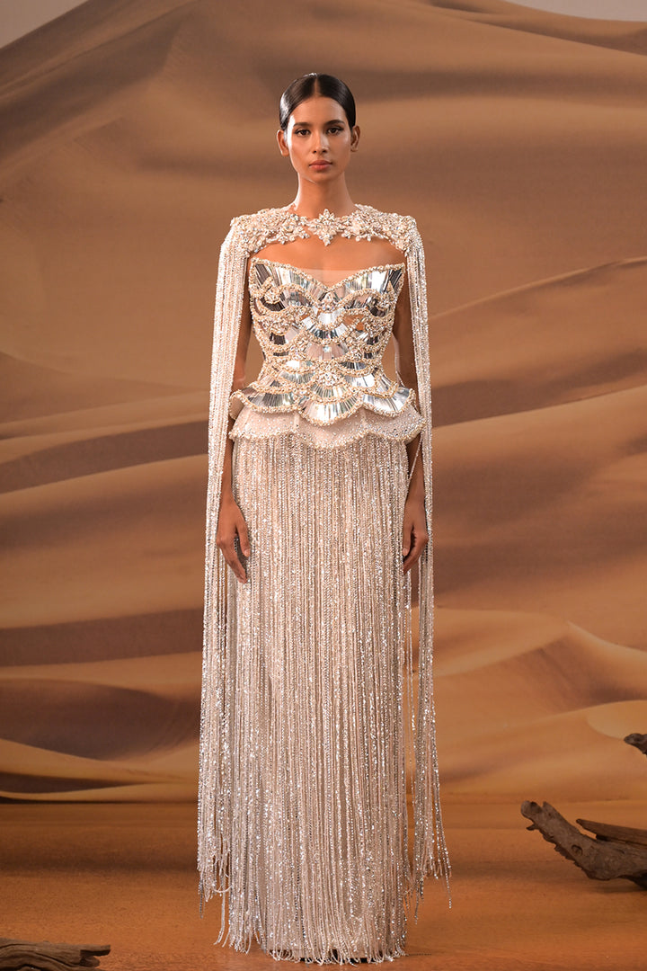 Floor-Length Crystal Bodice Dress