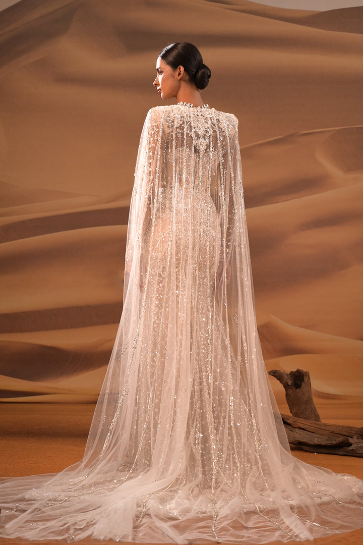 A-line Dress with Embroidered Cape