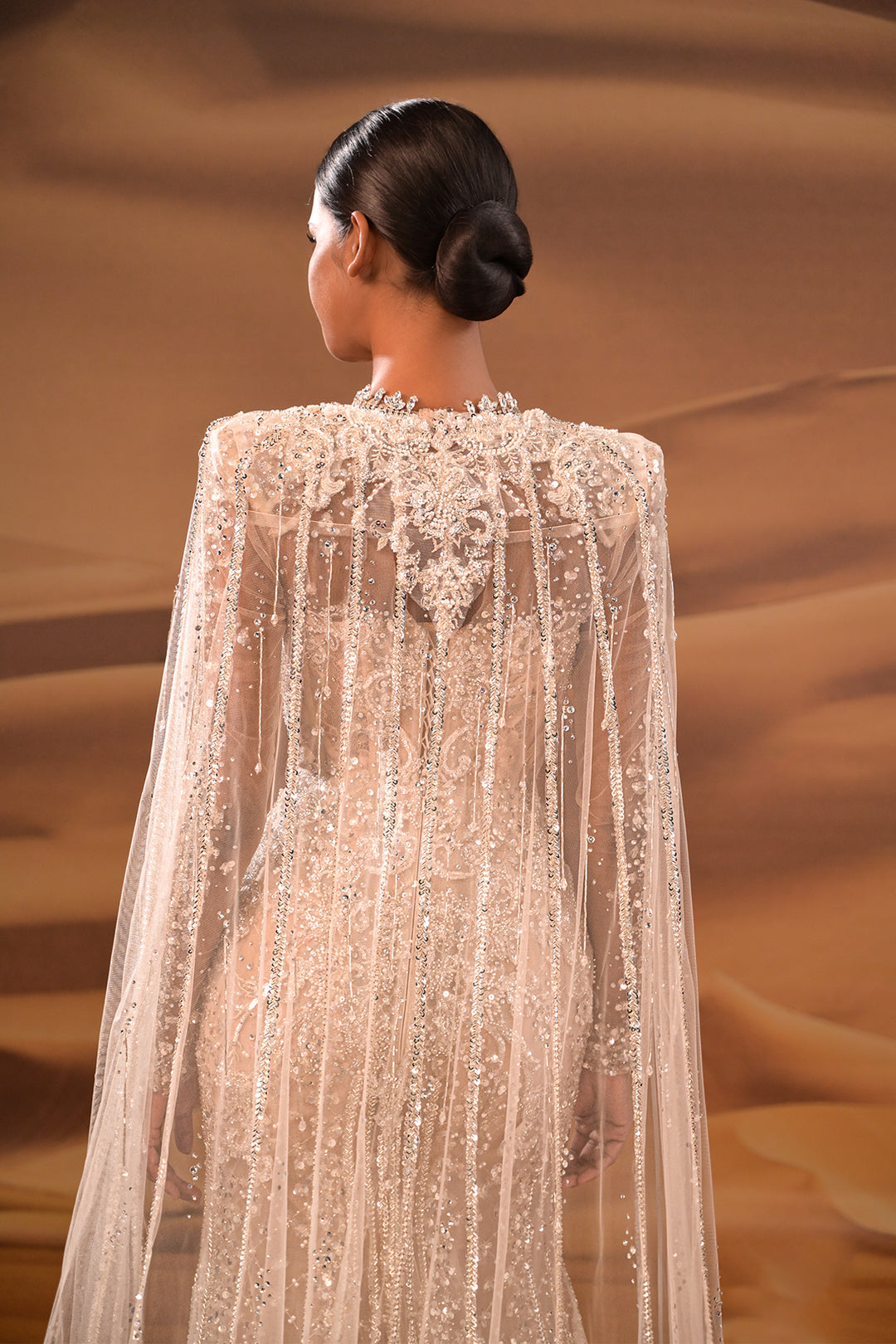 A-line Dress with Embroidered Cape