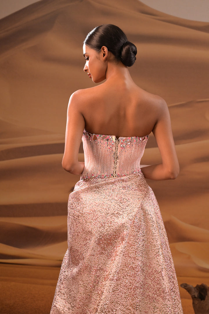 A-Line Dress with Embroidered Off-The-Shoulder Neckline