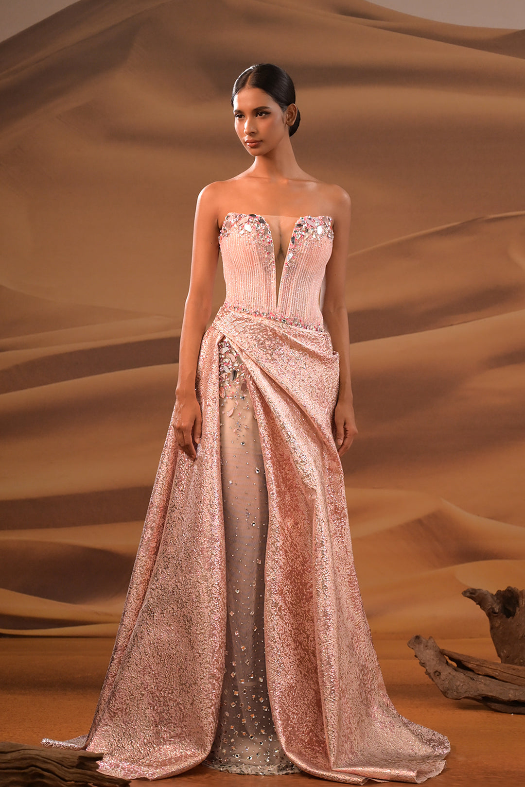 A-Line Dress with Embroidered Off-The-Shoulder Neckline