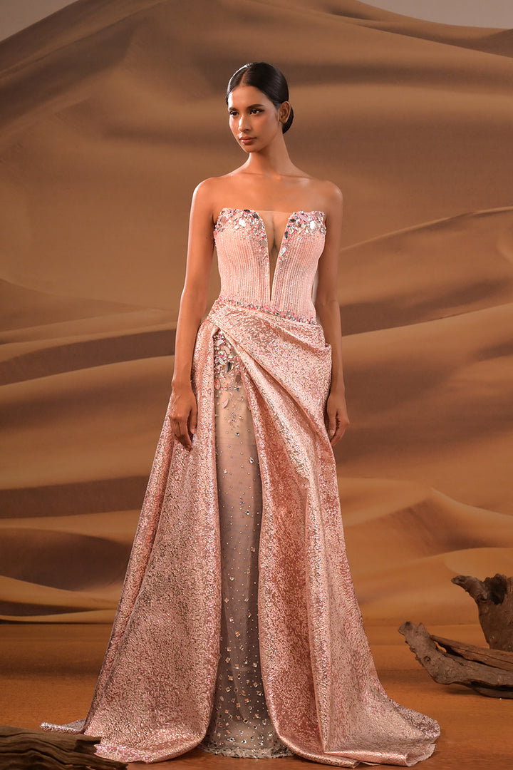 A-Line Dress with Embroidered Off-The-Shoulder Neckline