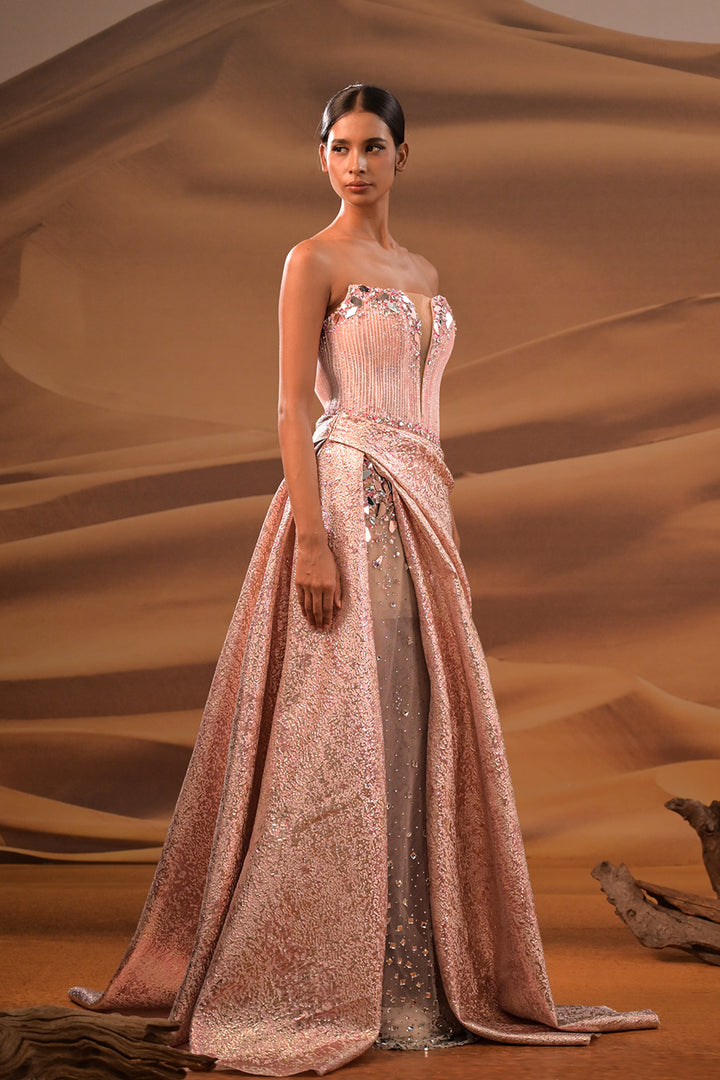 A-Line Dress with Embroidered Off-The-Shoulder Neckline
