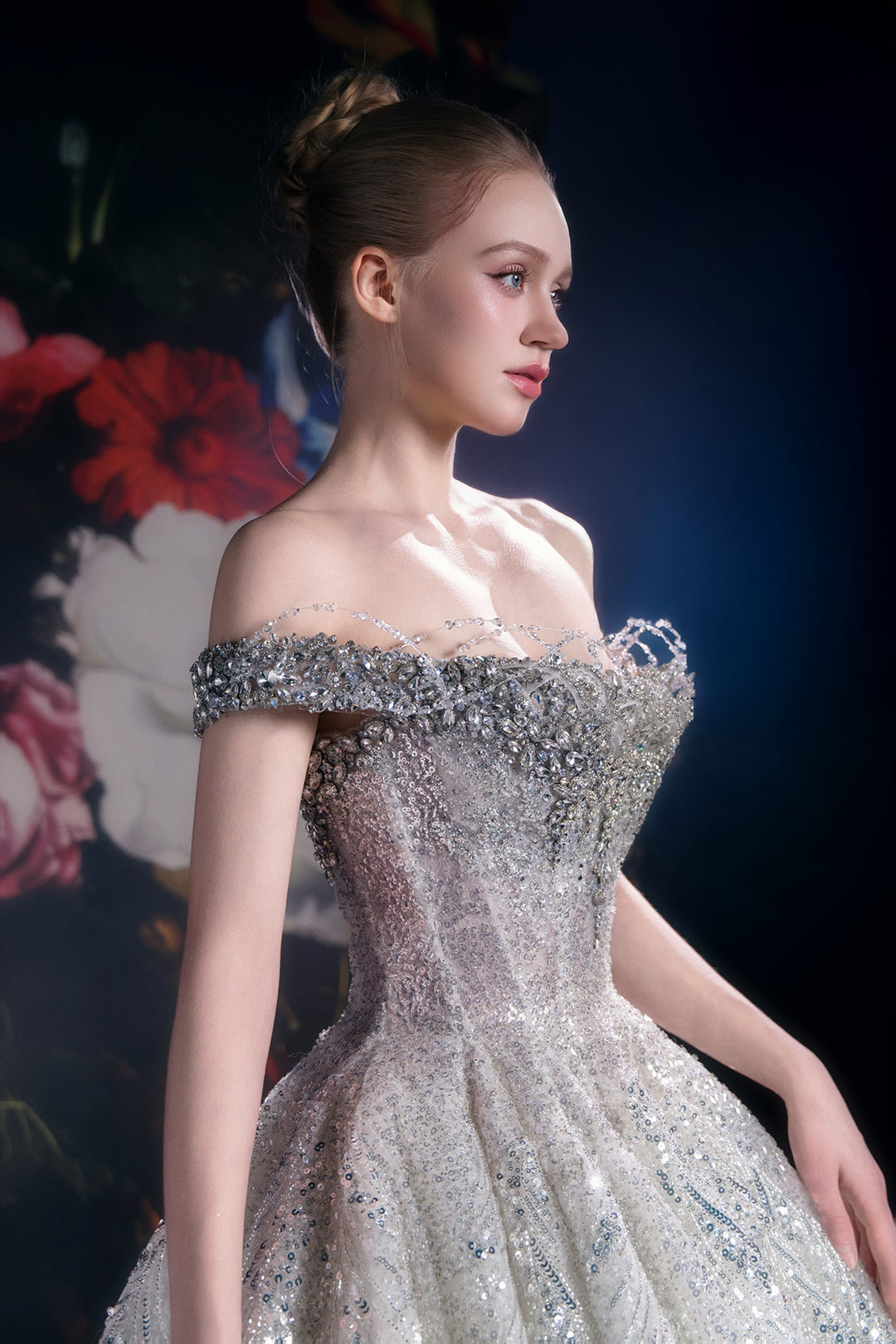 Off-The-Shoulder Neckline Tiered Skirt and Sculpted Waist