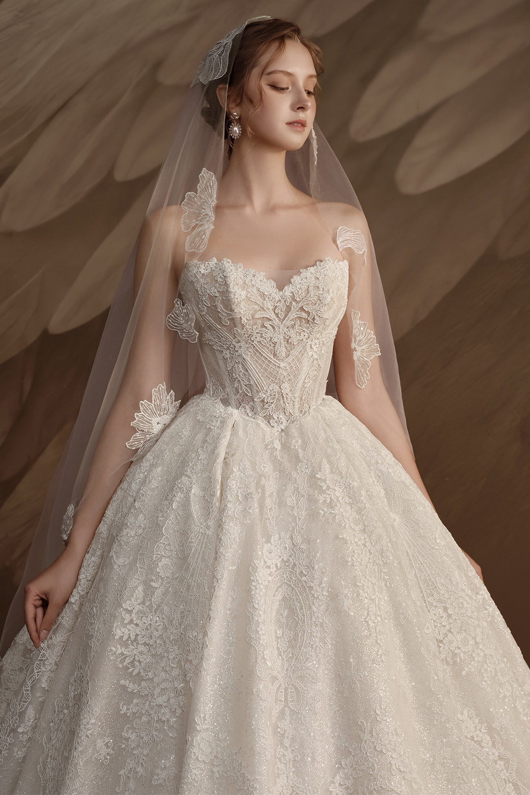 Strapless A-Line Dress with Beaded Corset