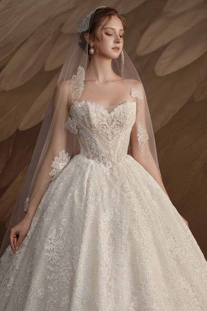 Strapless A-Line Dress with Beaded Corset