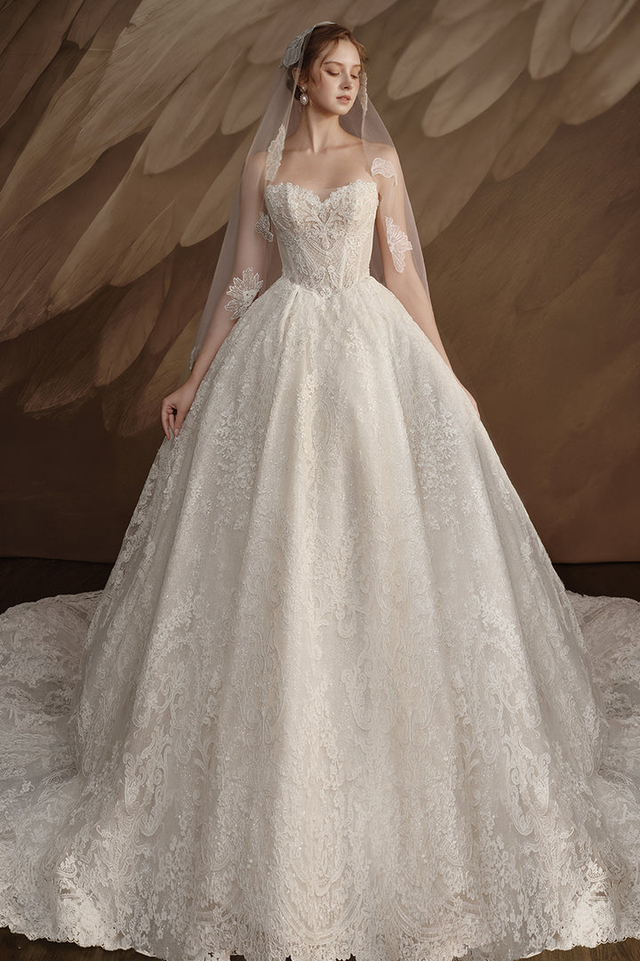 Strapless A-Line Dress with Beaded Corset