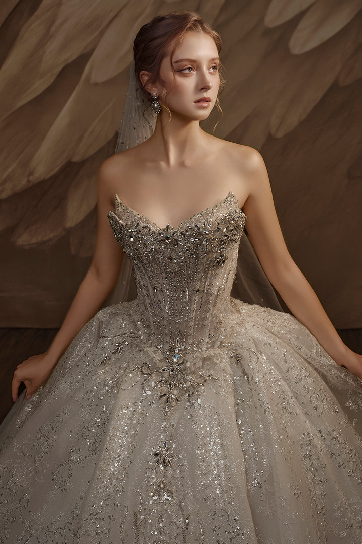 Strapless Embellished Corset Long A-line