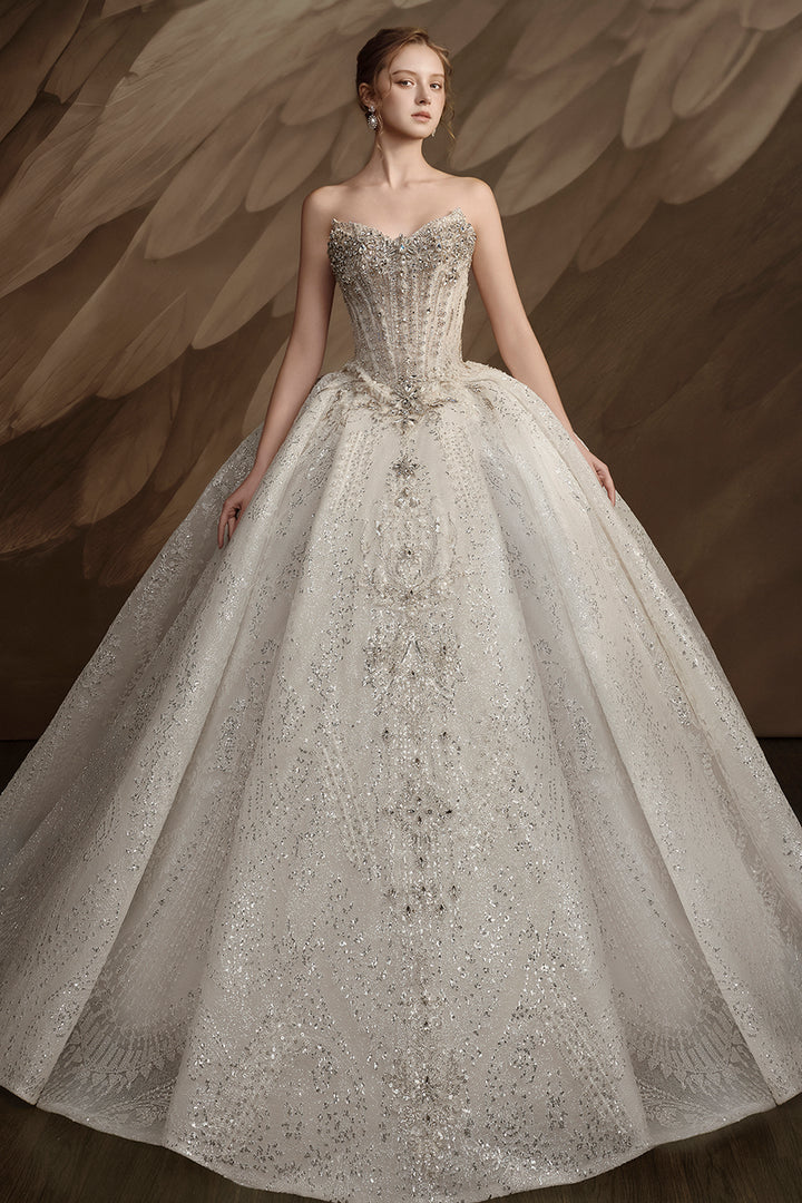 Strapless Embellished Corset Long A-line