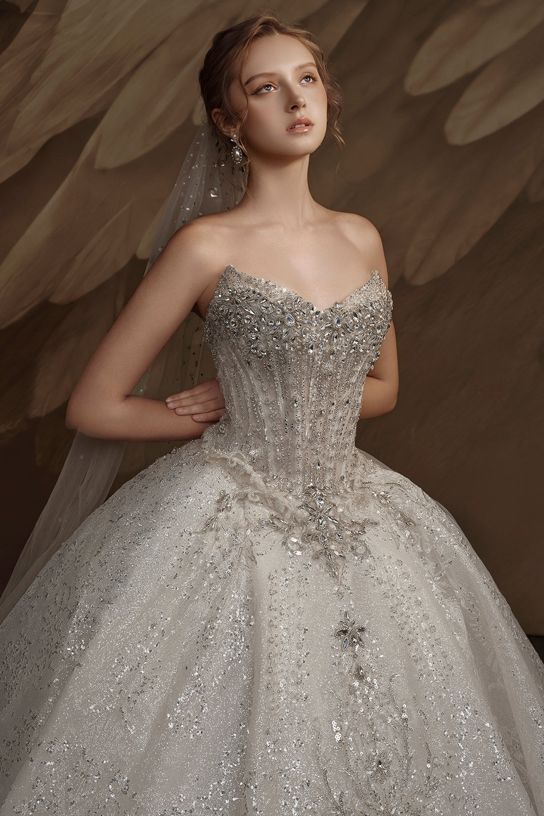 Strapless Embellished Corset Long A-line