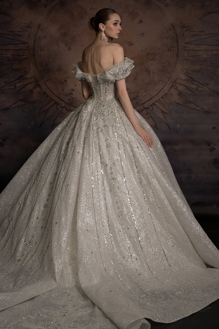 Off-The-Shoulder Long A-Line Dress
