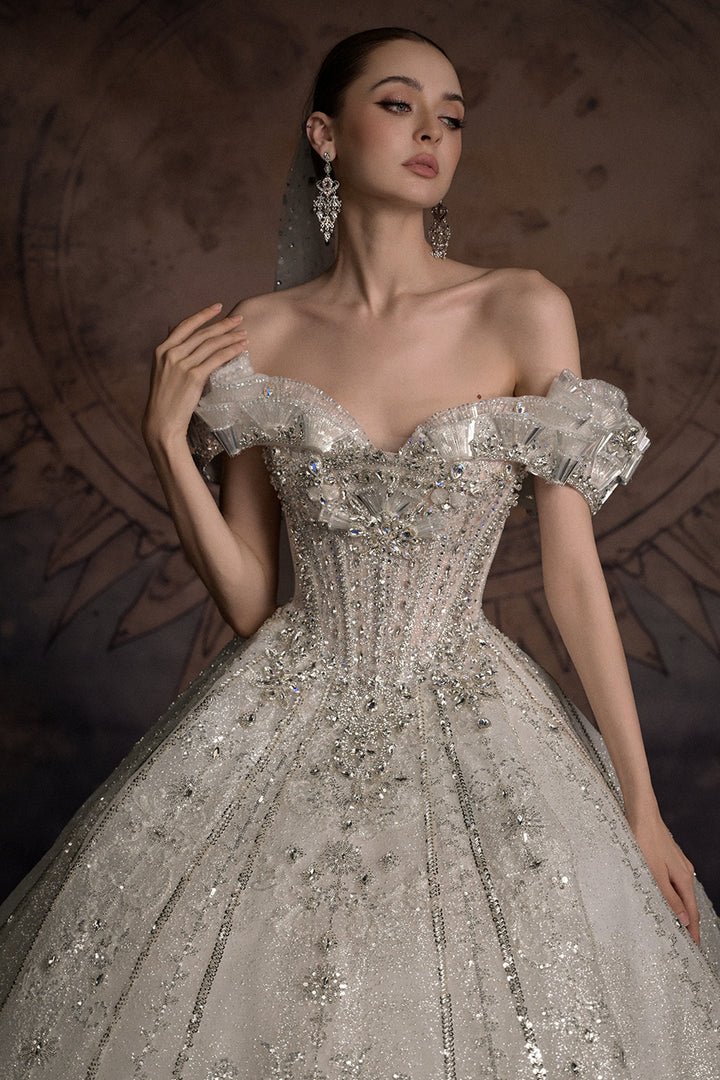 Off-The-Shoulder Long A-Line Dress