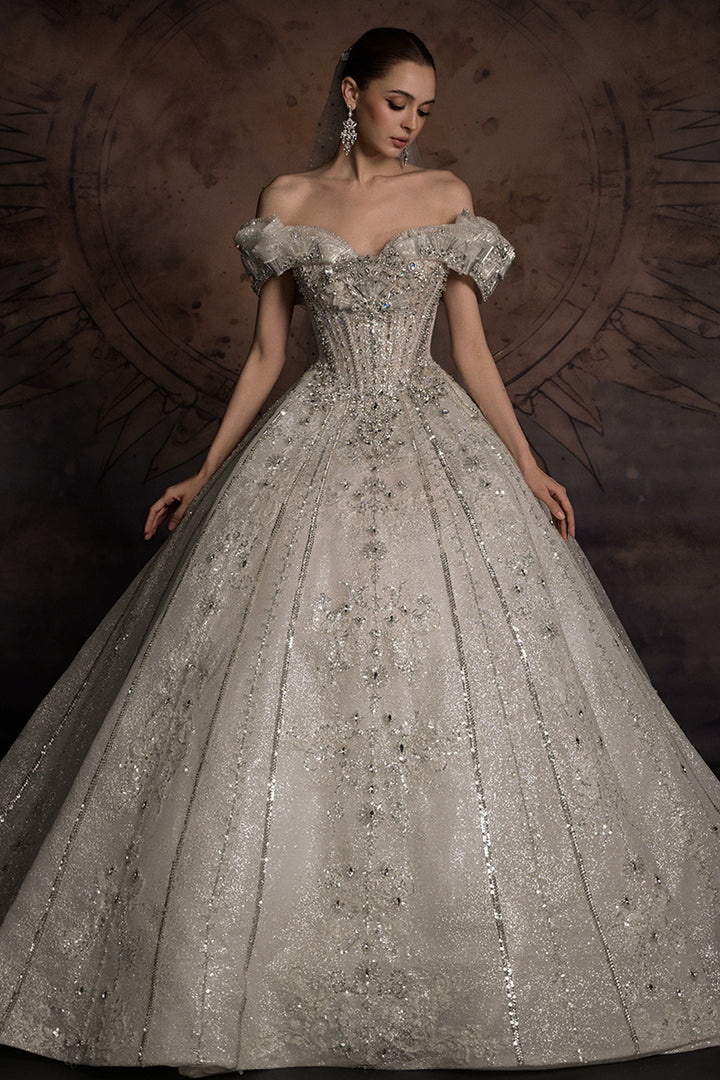 Off-The-Shoulder Long A-Line Dress