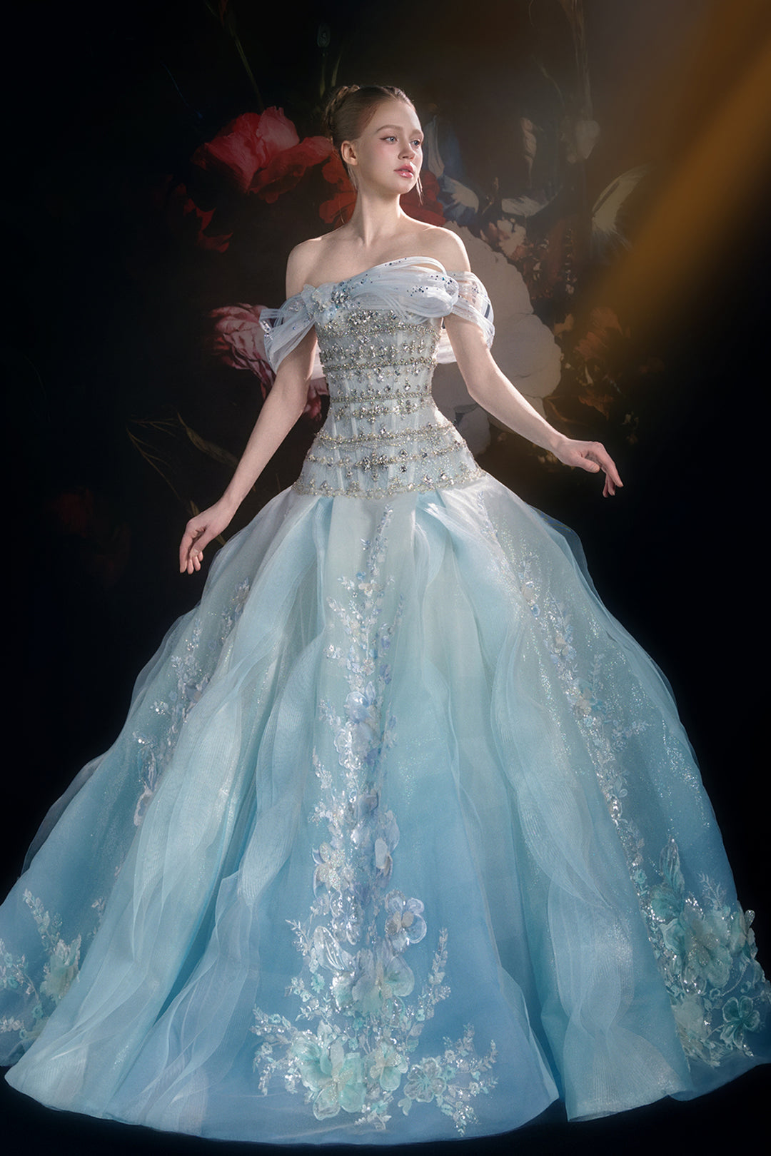 new crystal a line dresses LaDivine CD786 Beaded Long Formal Prom A Line Dress The Dress Outlet
