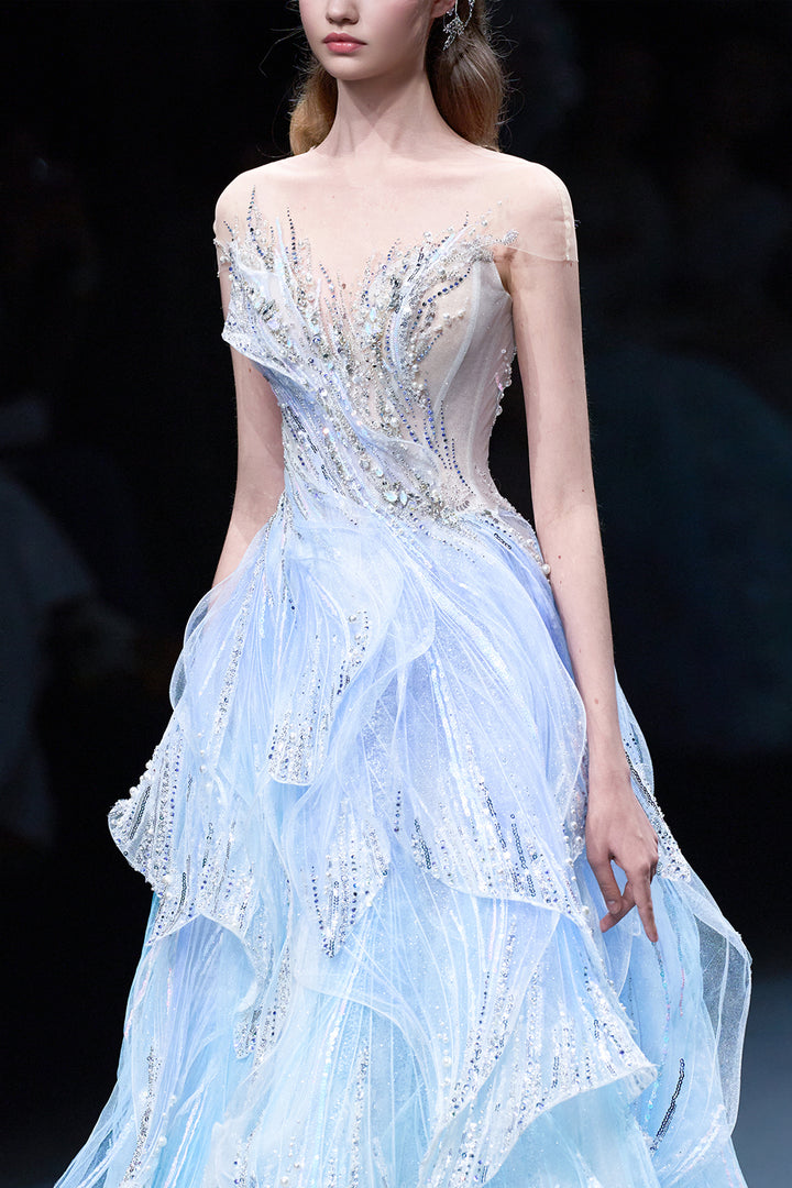 Off-The-Shoulder Illusion A-Line Dress