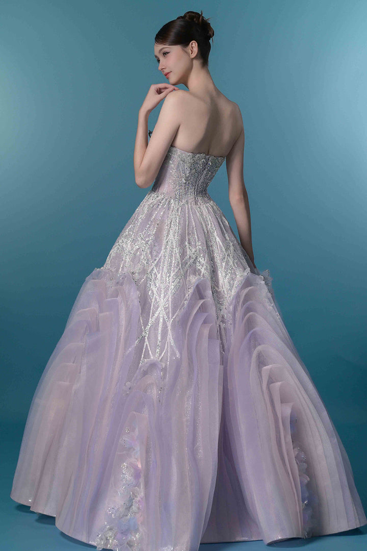 Strapless 3D Floral A-Line Dress