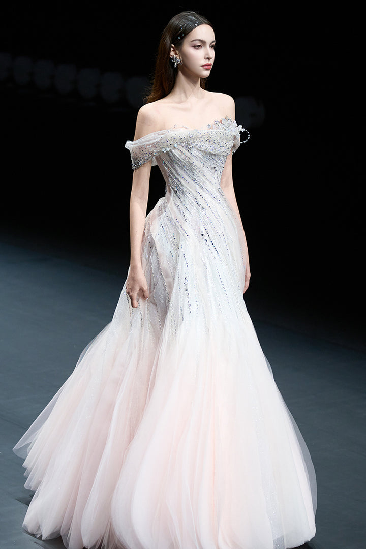 Embellished Off-The-Shoulder A-Line Dress