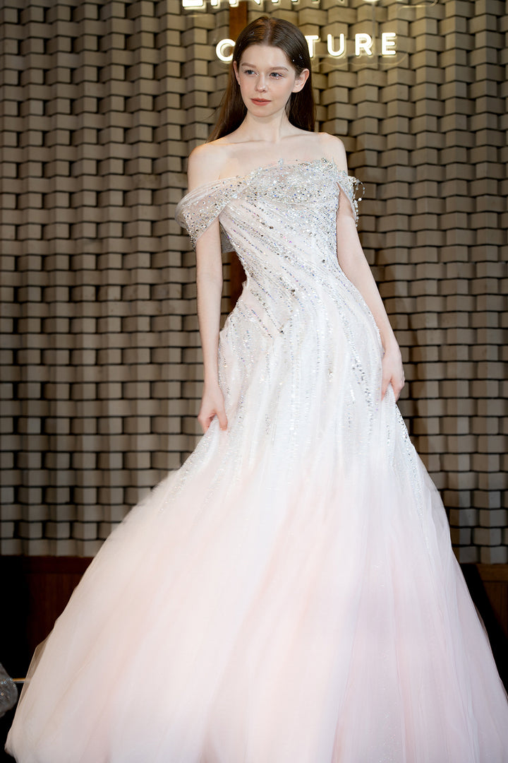 Embellished Off-The-Shoulder A-Line Dress