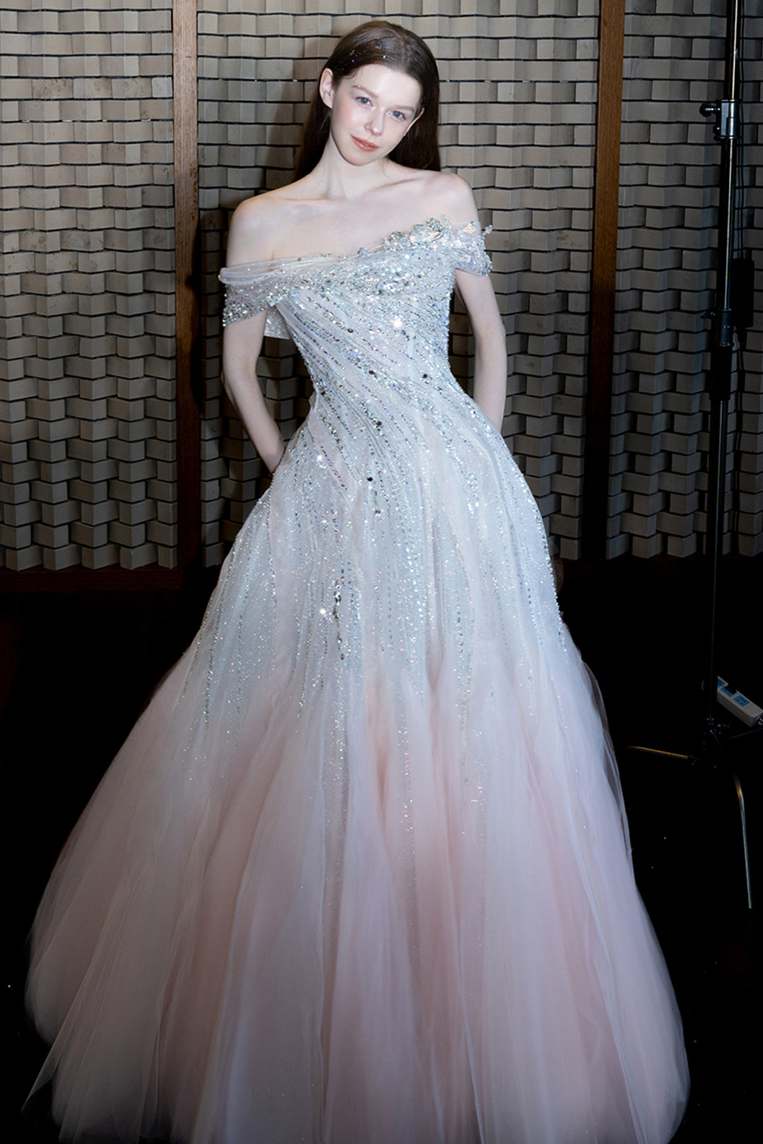 Embellished Off-The-Shoulder A-Line Dress