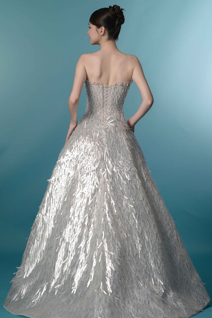 Luminous Strapless Fringe Dress