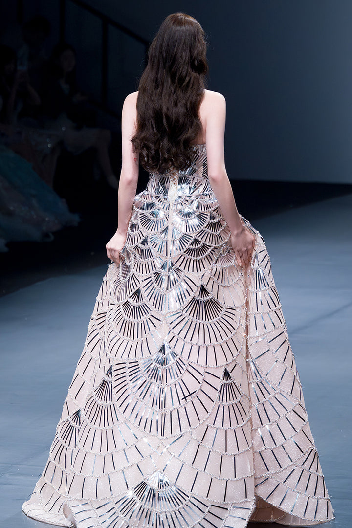 Strapless A-Line with Metallic Embellishments