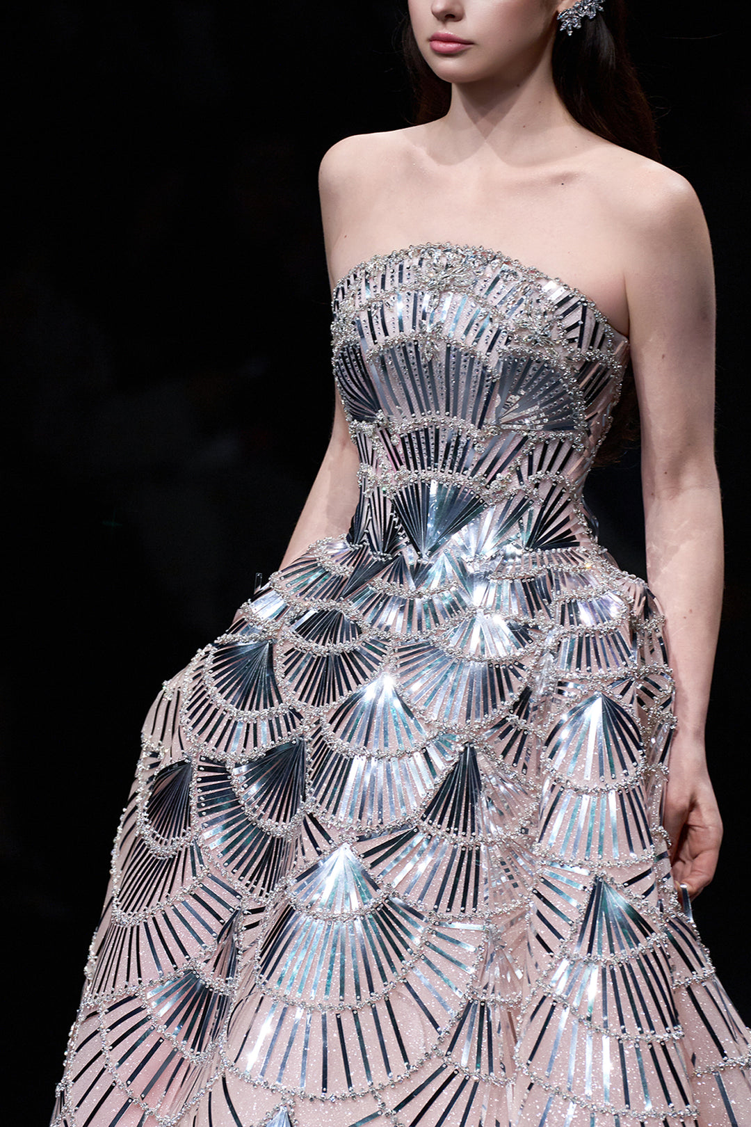 Strapless A-Line with Metallic Embellishments