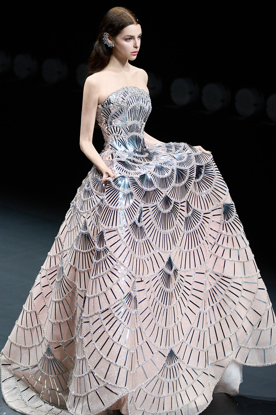 Strapless A-Line with Metallic Embellishments