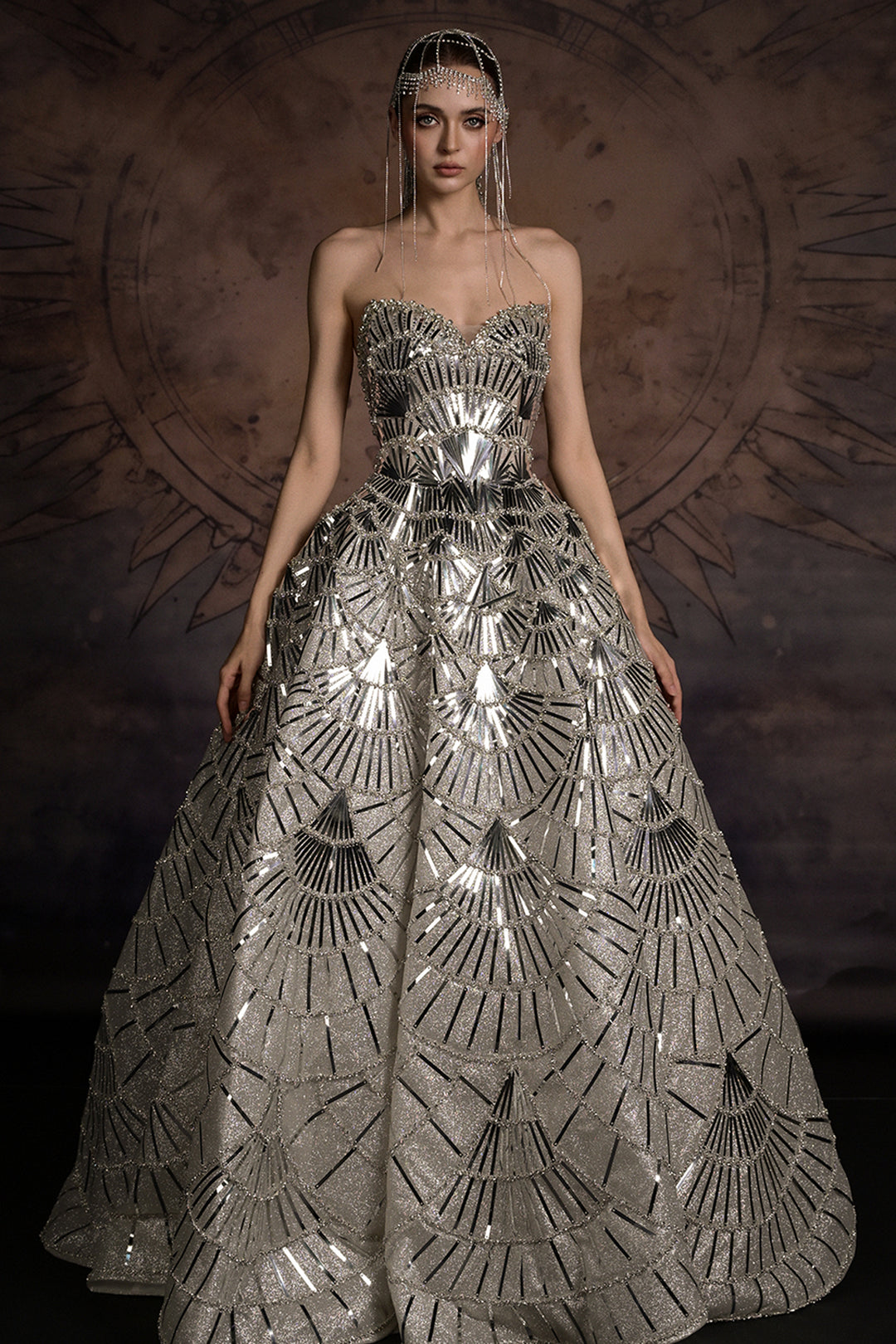 Crystal Beaded Sweetheart A-Line Dress