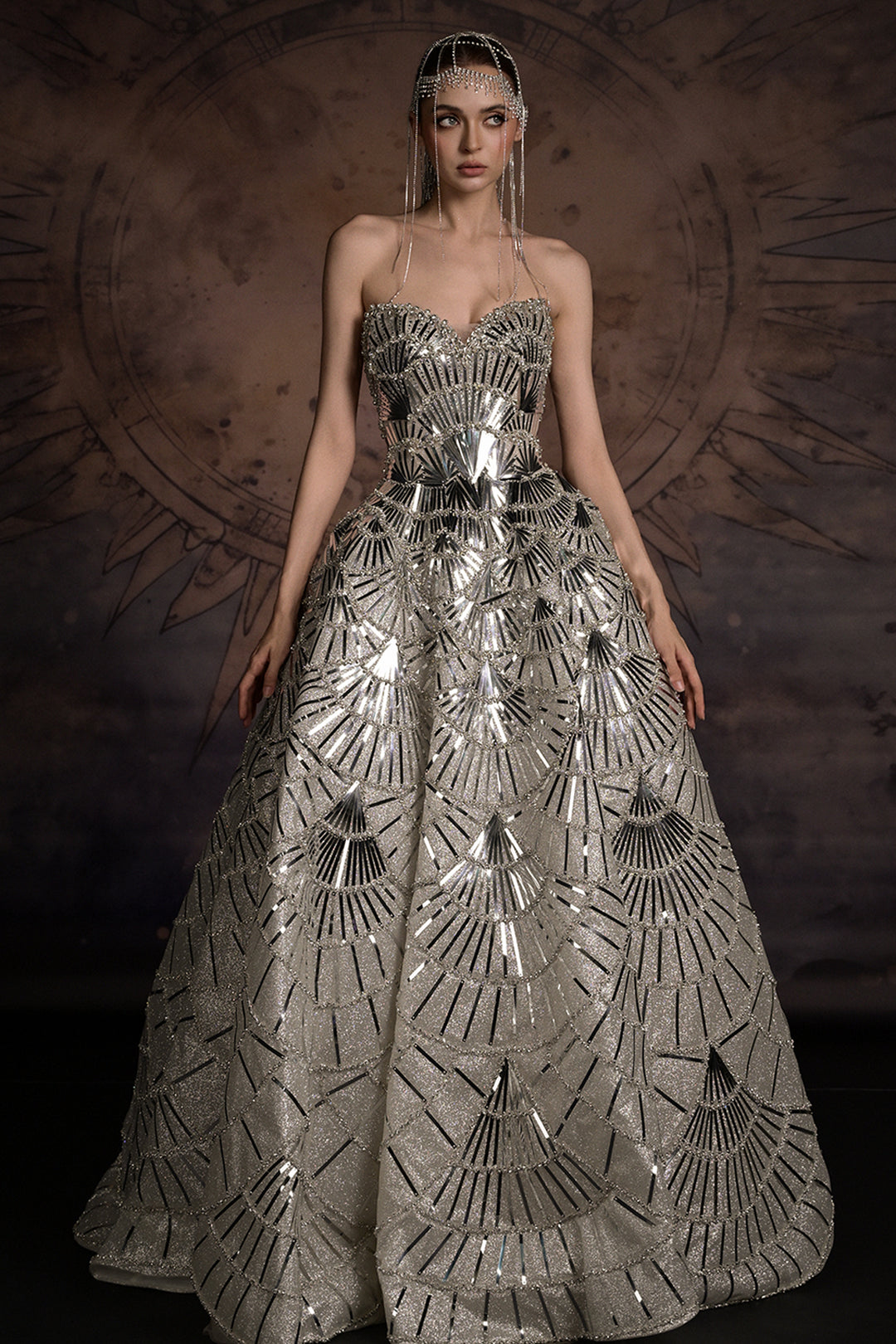 Crystal Beaded Sweetheart A-Line Dress