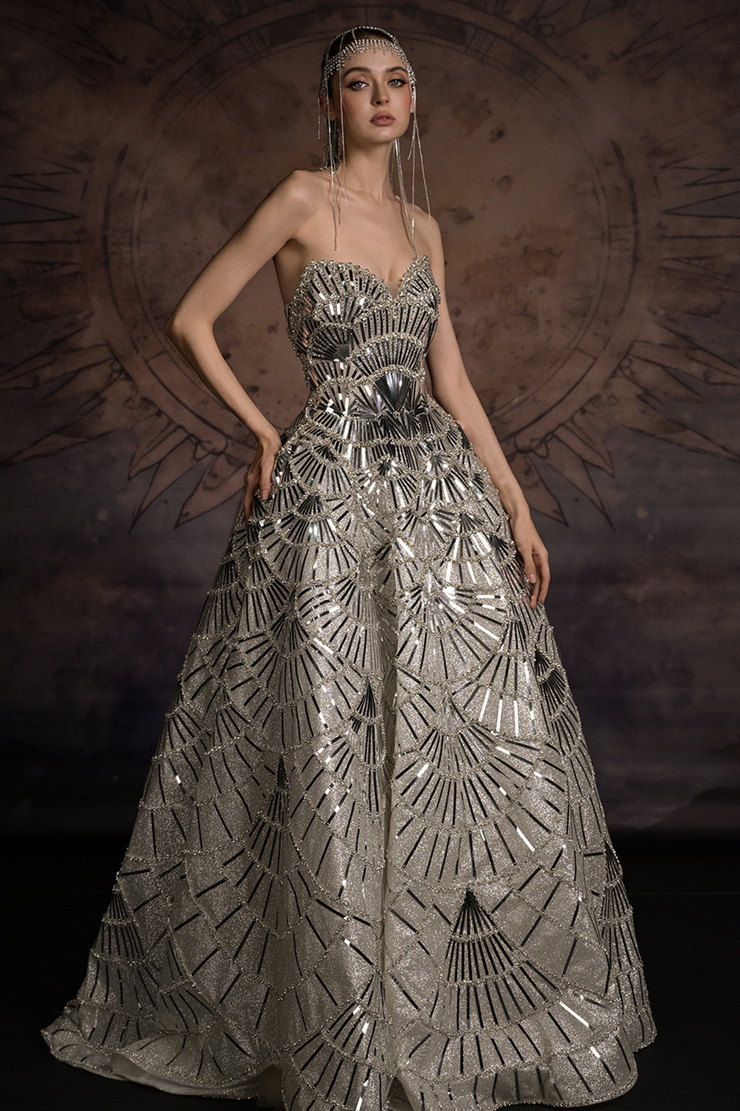 Crystal Beaded Sweetheart A-Line Dress