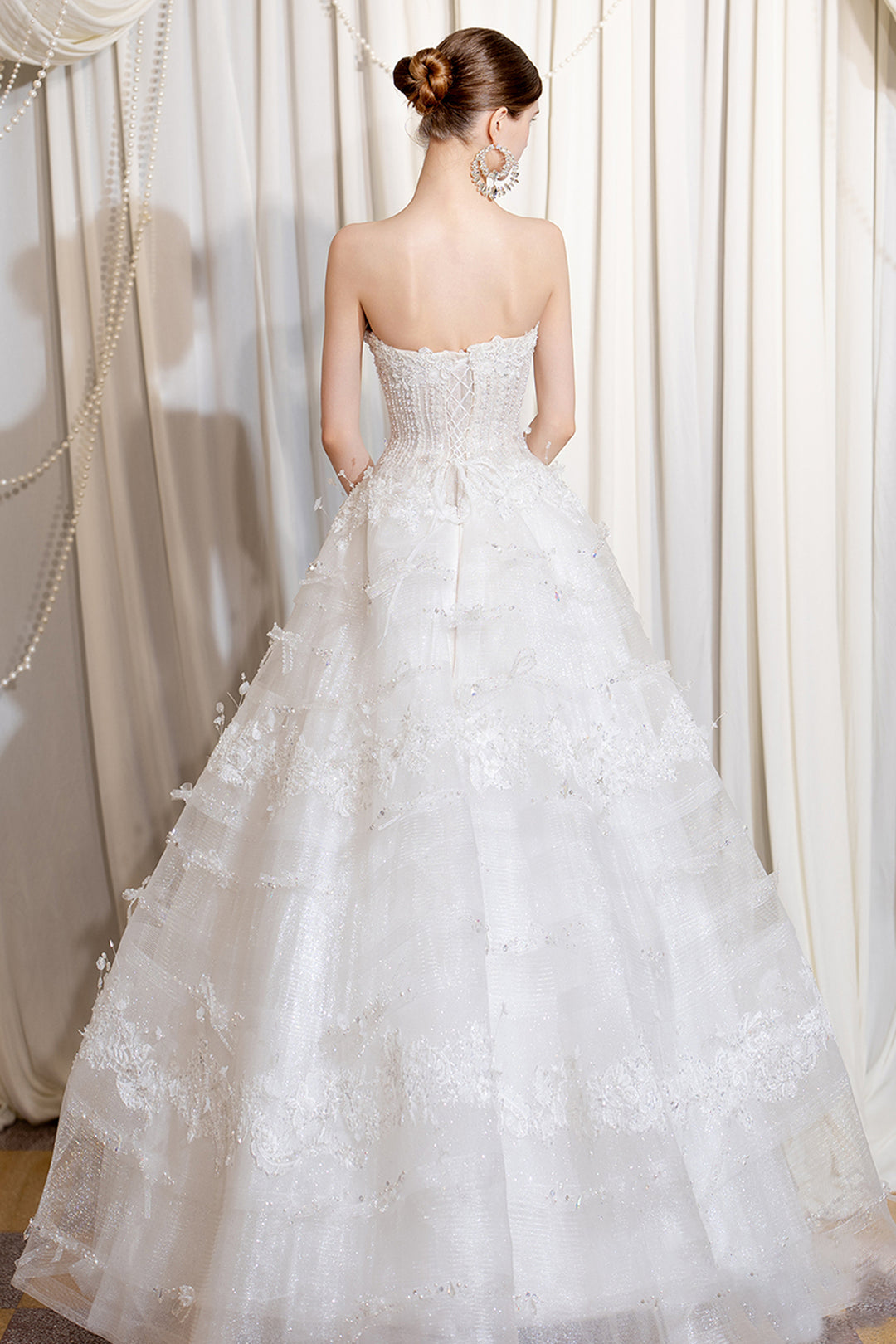 Strapless Sweetheart A-Line Tulle Dress with 3D Florals