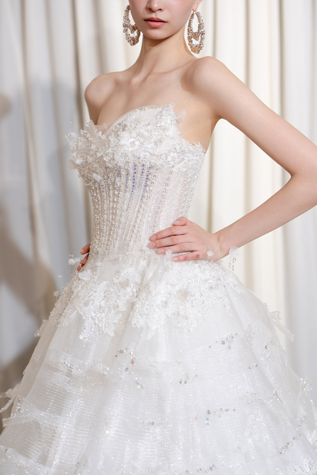 Strapless Sweetheart A-Line Tulle Dress with 3D Florals