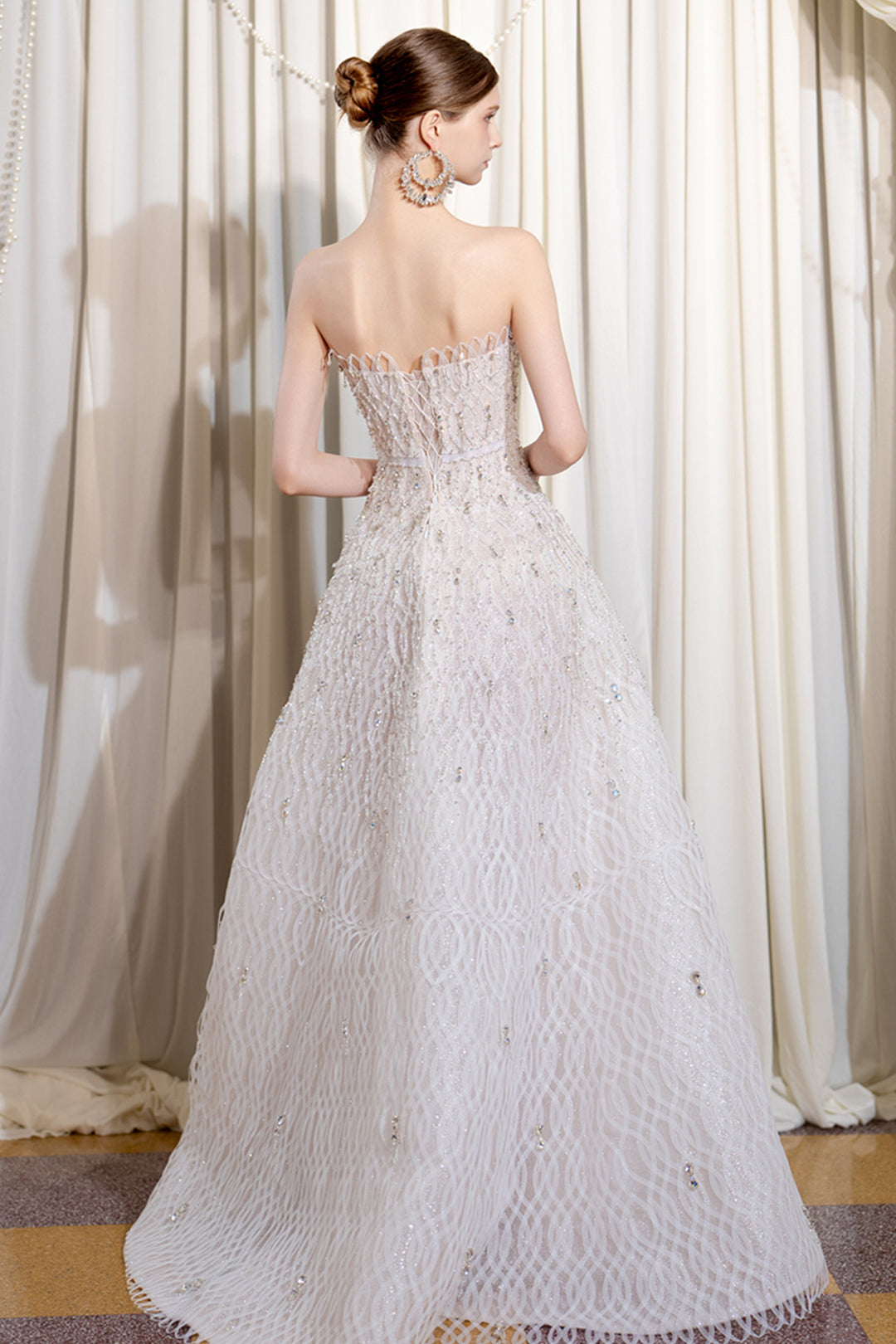 Strapless A-Line Dress with Beaded Embellishments