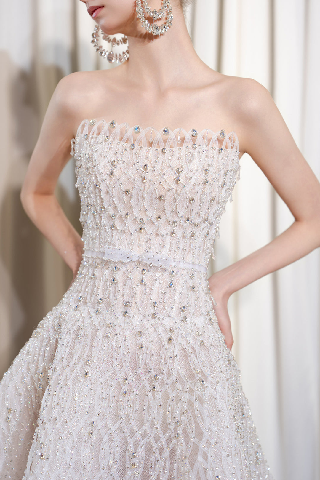 Strapless A-Line Dress with Beaded Embellishments