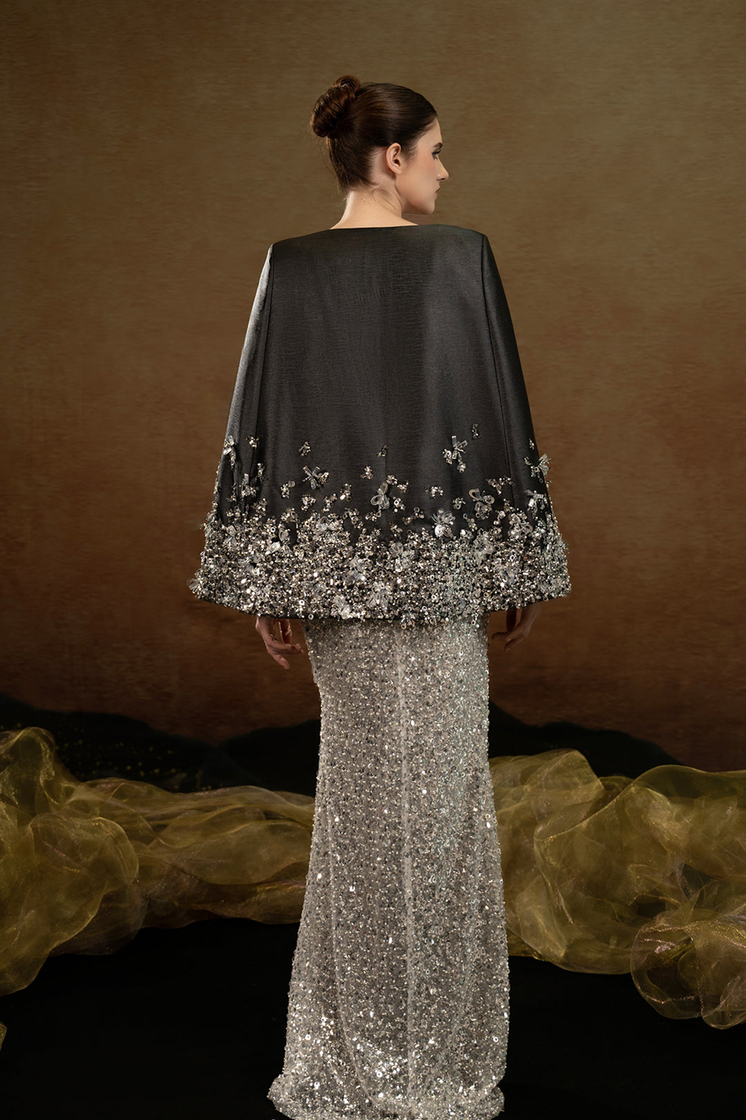 V-Sculpted Beaded Column Dress