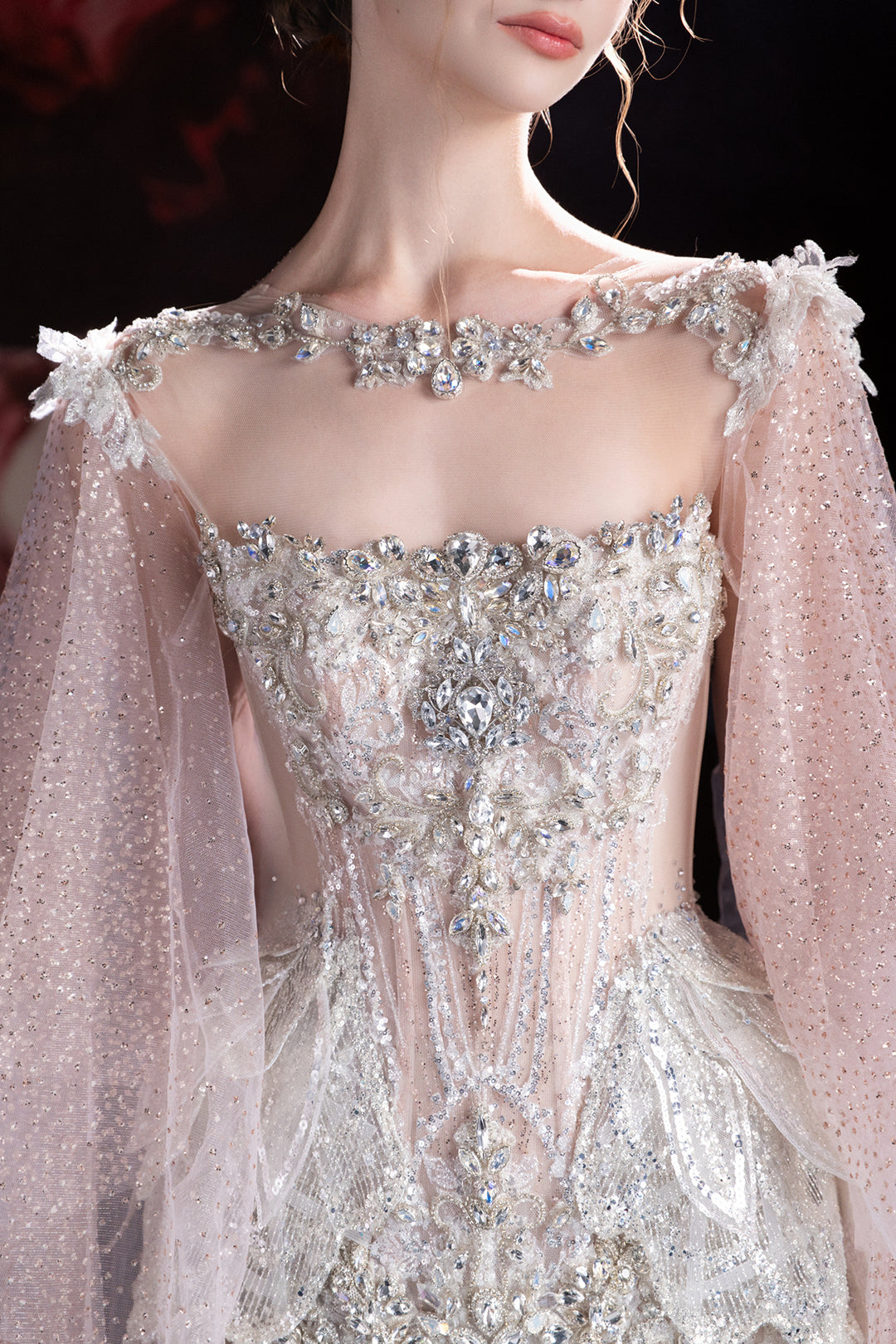 Mermaid Dress with Detachable Cape