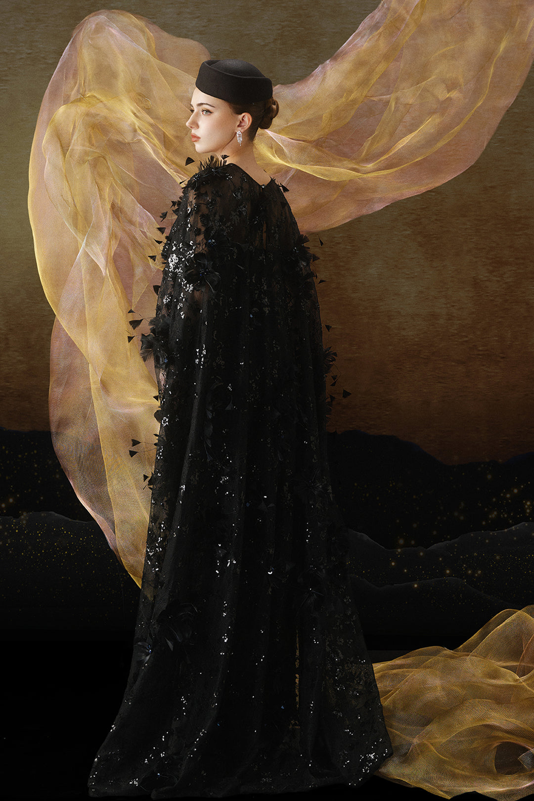 Embellished Sleeve Boat-Neckline Dress