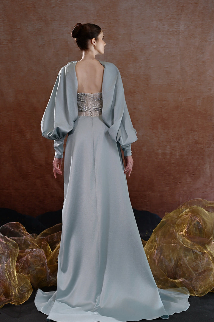 Embellished Cape A-Line Dress