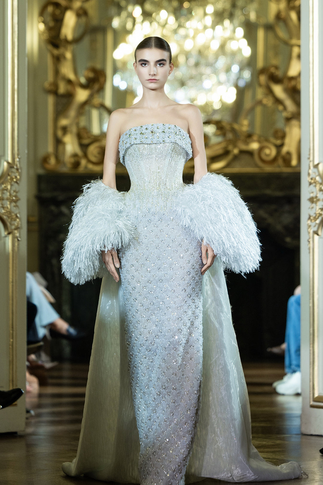 Shimmering Strapless Column Dress