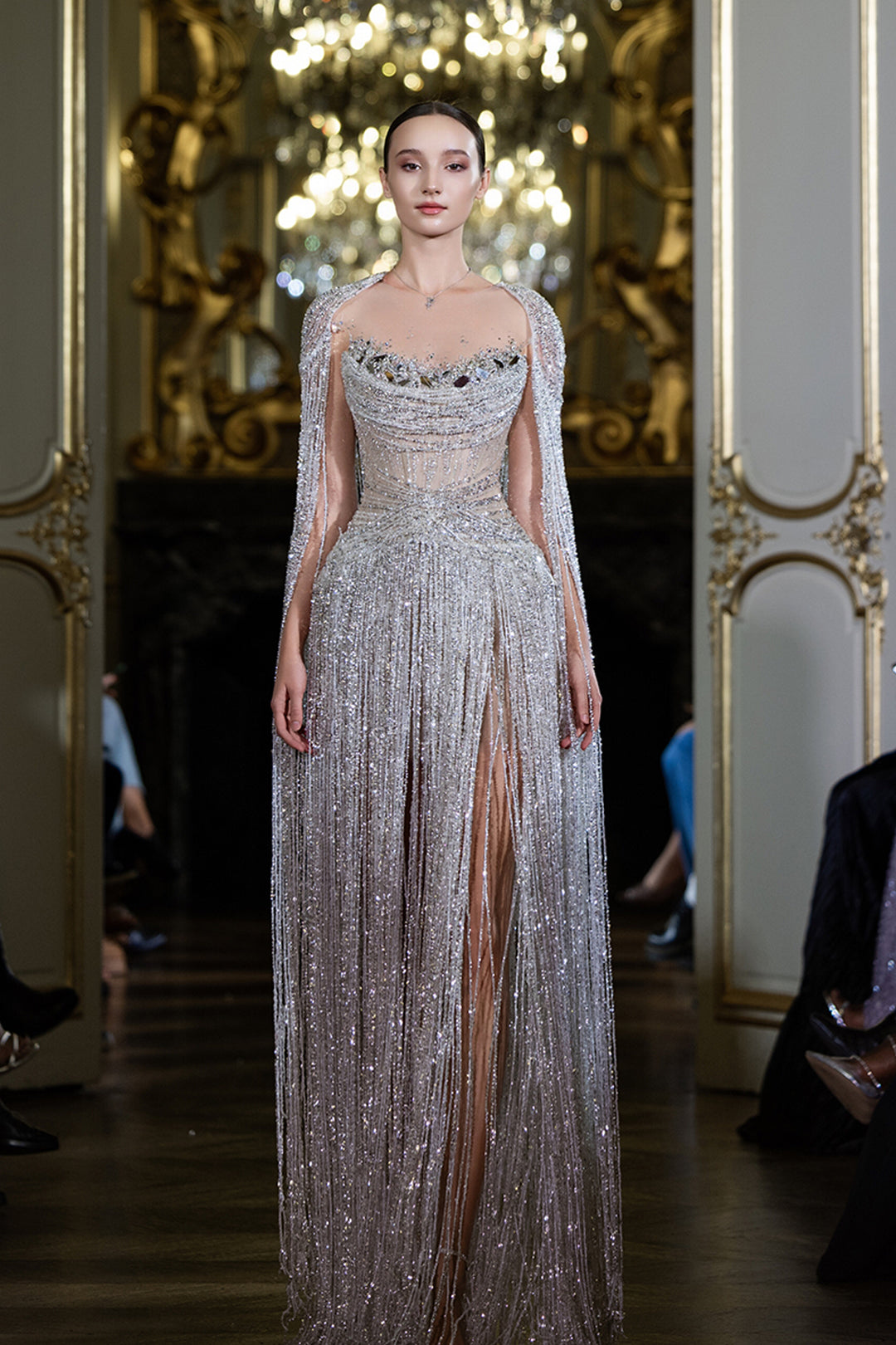 Curved Sweetheart A-line Dress with Fringe