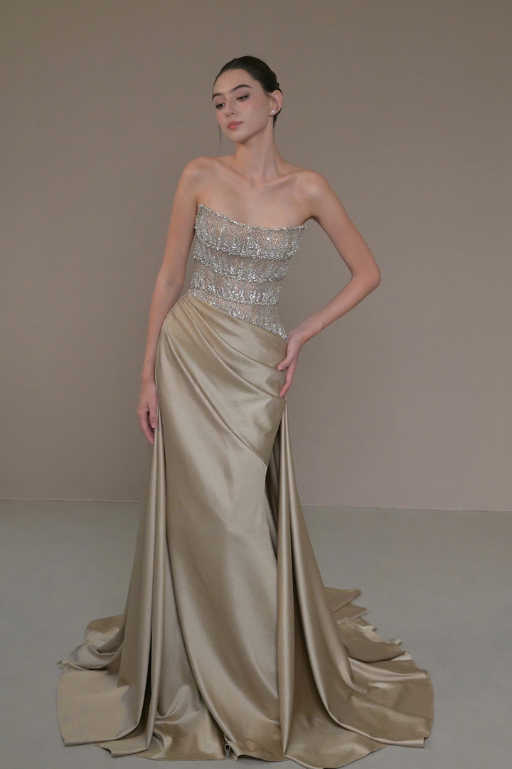 Strapless Mermaid Dress with Sequin Bodice