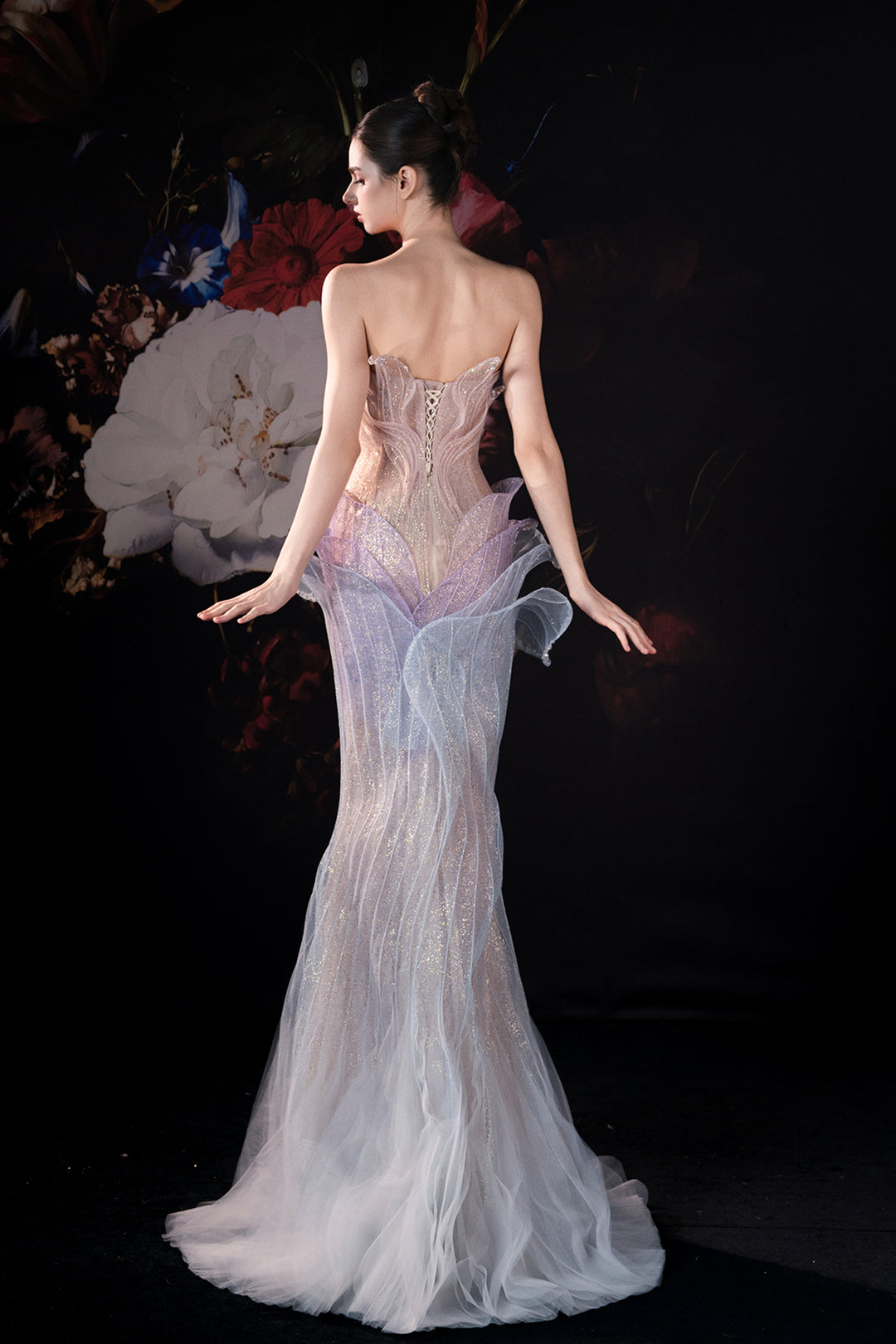 Mermaid Dress with 3D Embroidery