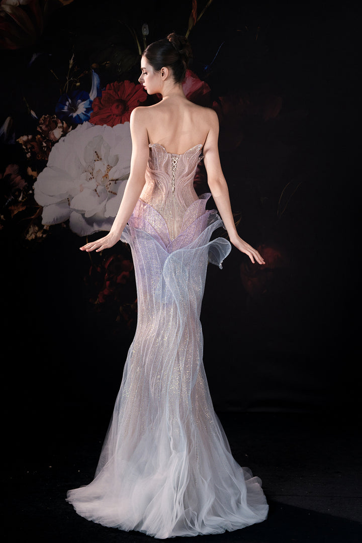 Mermaid Dress with 3D Embroidery